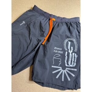 Roark Run Amok Mens Running Shorts Charcoal Grey Cactus Graphic Size Small